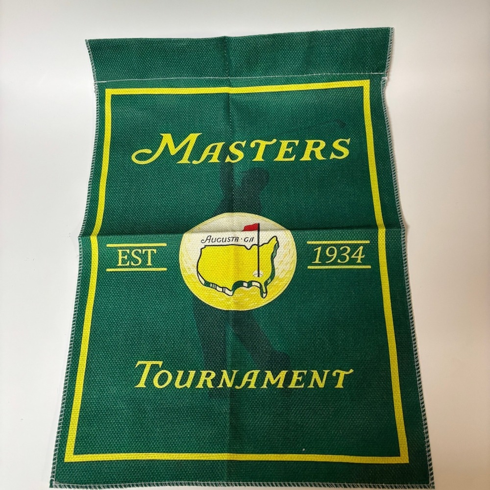 Masters Tournament Golf Garden Flag Augusta Georgia Green Yellow Burlap Style